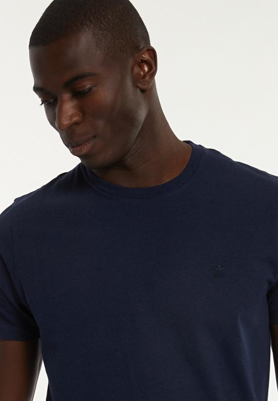 River Woods Custom Fit Basic Pima Katoen T-shirt Dk Blue Mix