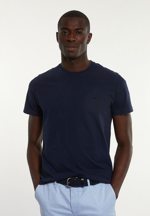 river woods Custom fit basic pima katoen T-shirt dk blue mix