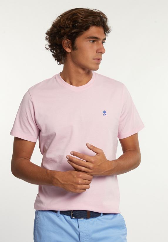 river woods Custom fit basic pima katoen T-shirt flamingo