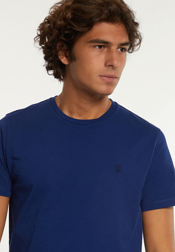 River Woods Custom Fit Basic Pima Katoen T-shirt Indigo