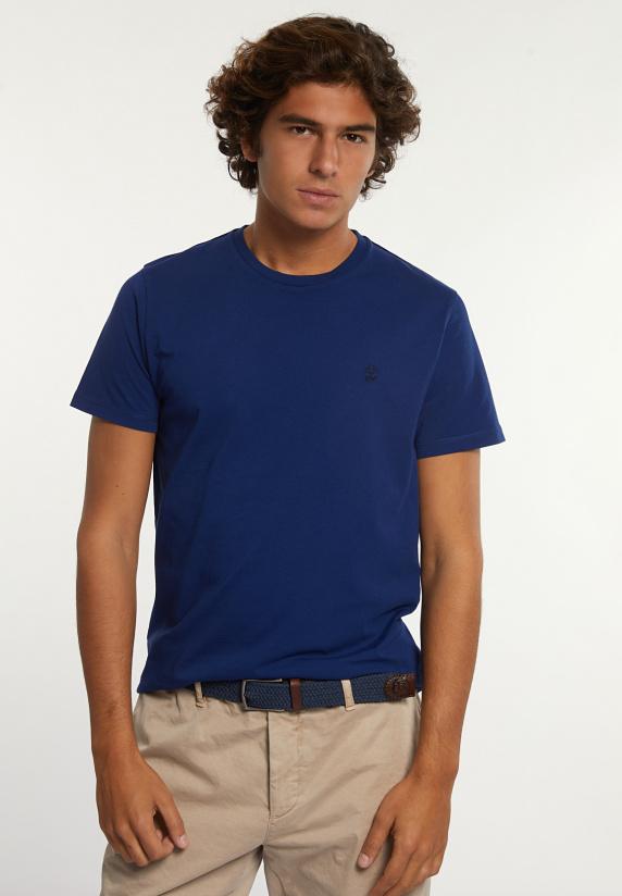 river woods Custom fit basic pima katoen T-shirt indigo
