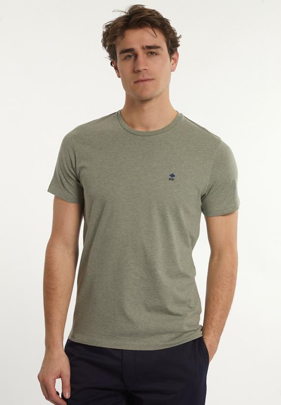 River Woods Custom Fit Basic Pima Katoen T-shirt Jade Mix