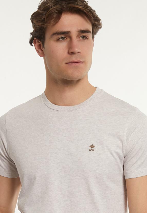 River Woods Custom Fit Basic Pima Katoen T-shirt Linen Mix