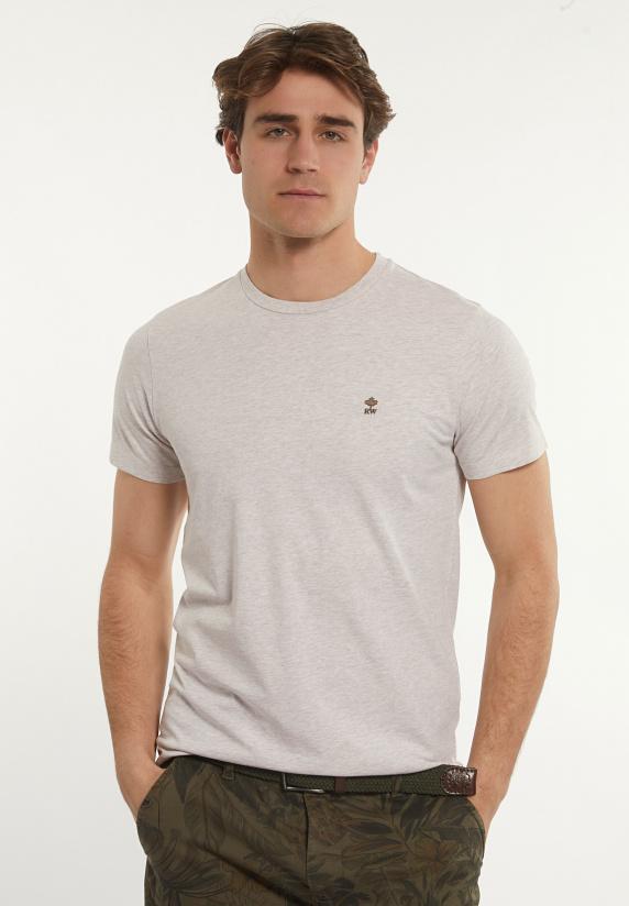 River Woods Custom Fit Basic Pima Katoen T-shirt Linen Mix