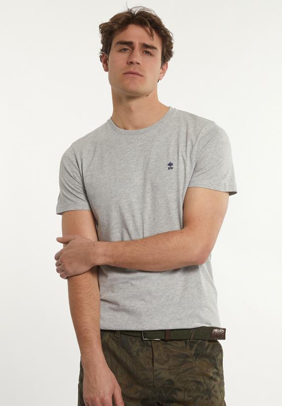 river woods Custom fit basic pima katoen T-shirt lt grey mix