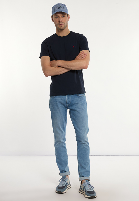 River Woods Custom Fit Basic Pima Katoen T-shirt Navy