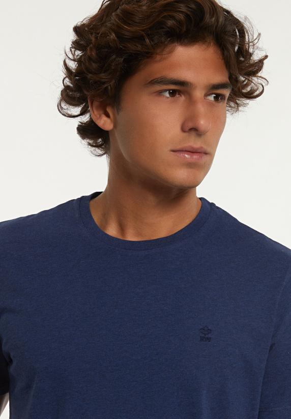 River Woods Custom Fit Basic Pima Katoen T-shirt Night Denim Mix