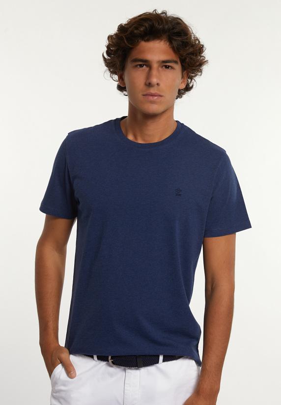 river woods Custom fit basic pima katoen T-shirt night denim mix