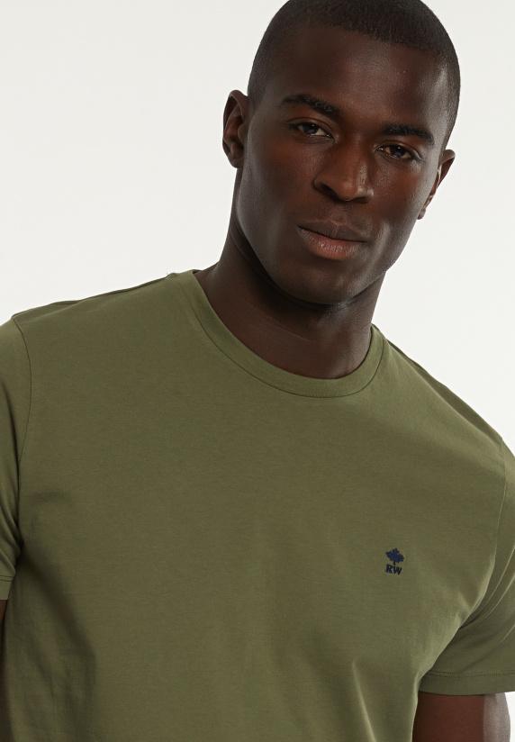 River Woods Custom Fit Basic Pima Katoen T-shirt Olijfgroen