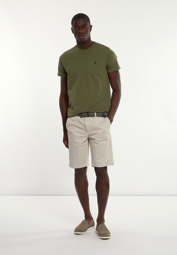 River Woods Custom Fit Basic Pima Katoen T-shirt Olijfgroen