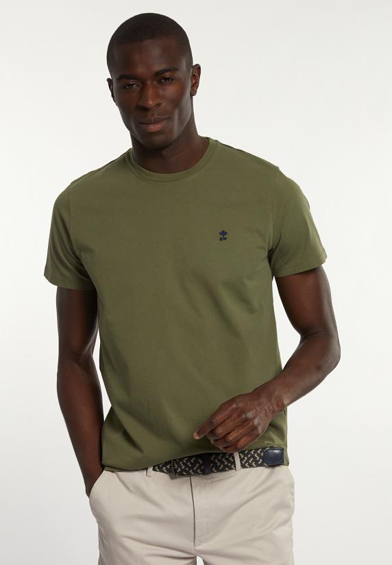 river woods Custom fit basic pima katoen T-shirt olijfgroen