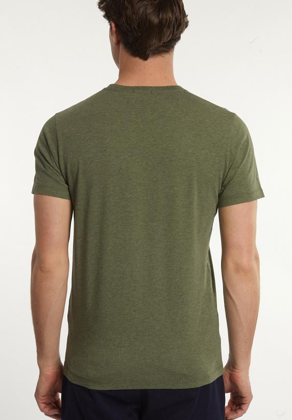River Woods Custom Fit Basic Pima Katoen T-shirt Olive Mix