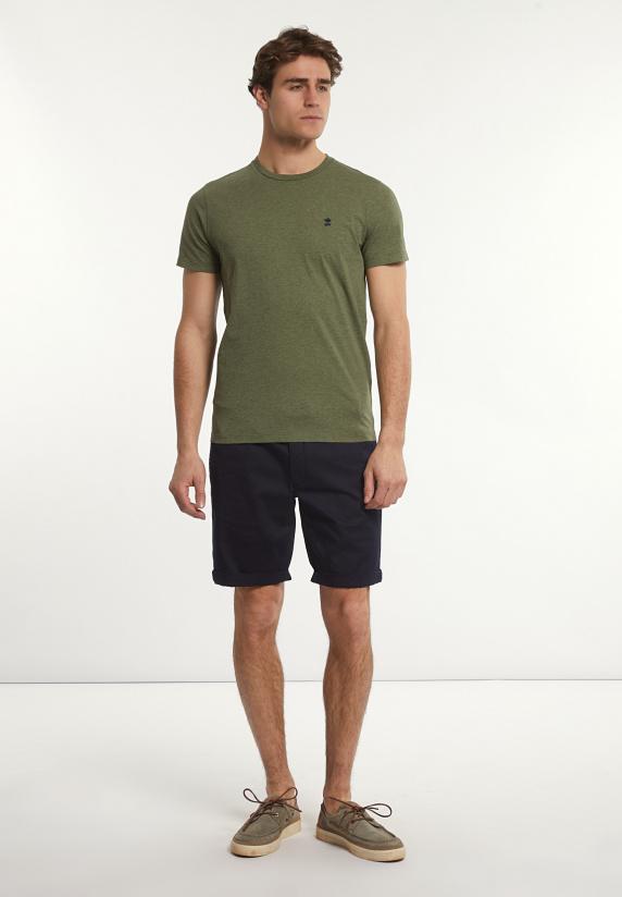 River Woods Custom Fit Basic Pima Katoen T-shirt Olive Mix