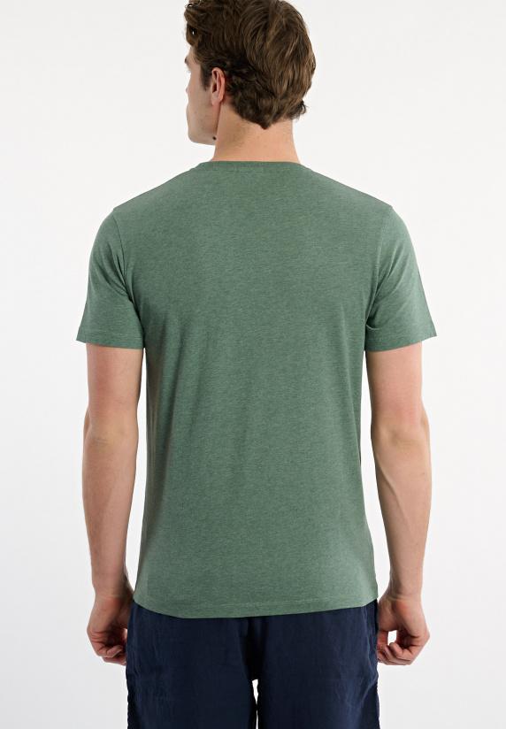 River Woods Custom Fit Basic Pima Katoen T-shirt Opal Green Mix