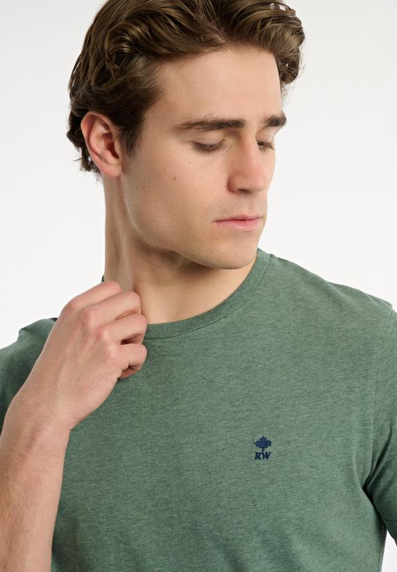 River Woods Custom Fit Basic Pima Katoen T-shirt Opal Green Mix