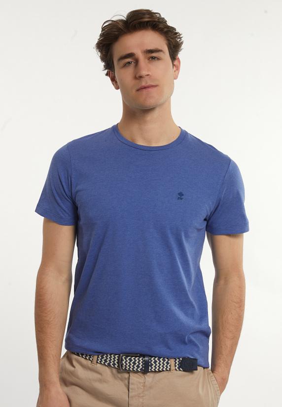 river woods Custom fit basic pima katoen T-shirt persian blue mix