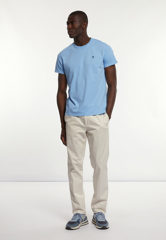 River Woods Custom Fit Basic Pima Katoen T-shirt Porcelaine