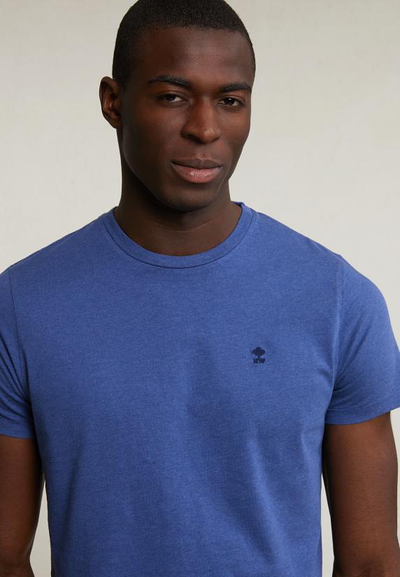 River Woods Custom Fit Basic Pima Katoen T-shirt Ronde Hals Denim Mix
