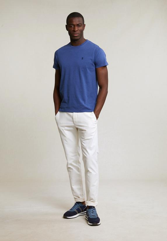 River Woods Custom Fit Basic Pima Katoen T-shirt Ronde Hals Denim Mix