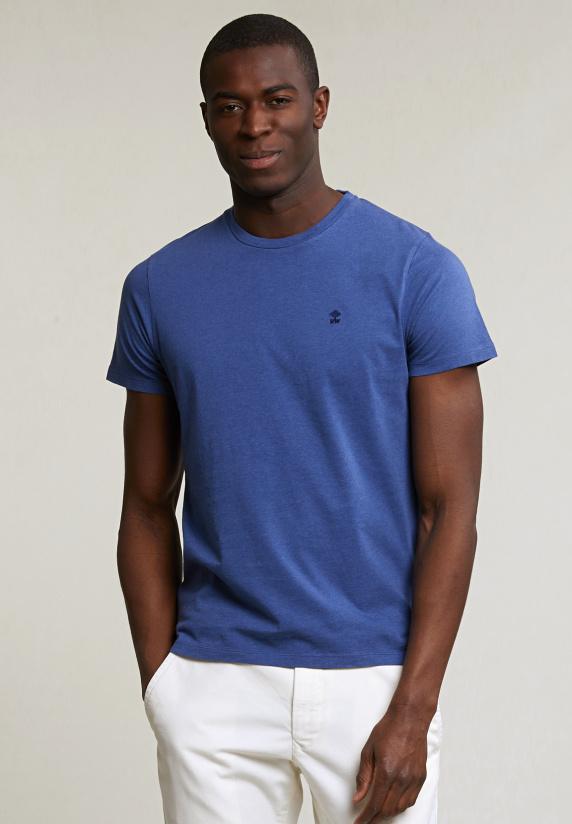 river woods Custom fit basic pima katoen T-shirt ronde hals denim mix