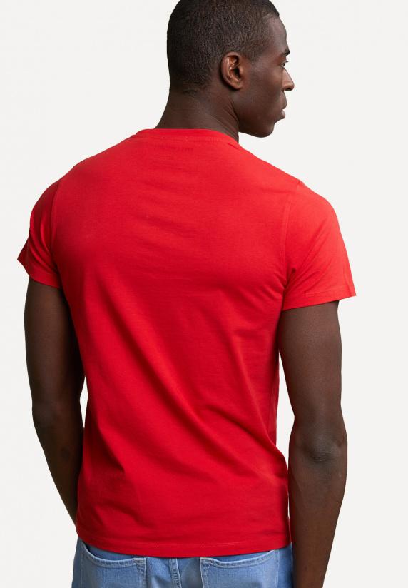 River Woods Custom Fit Basic Pima Katoen T-shirt Ronde Hals Harvard Red