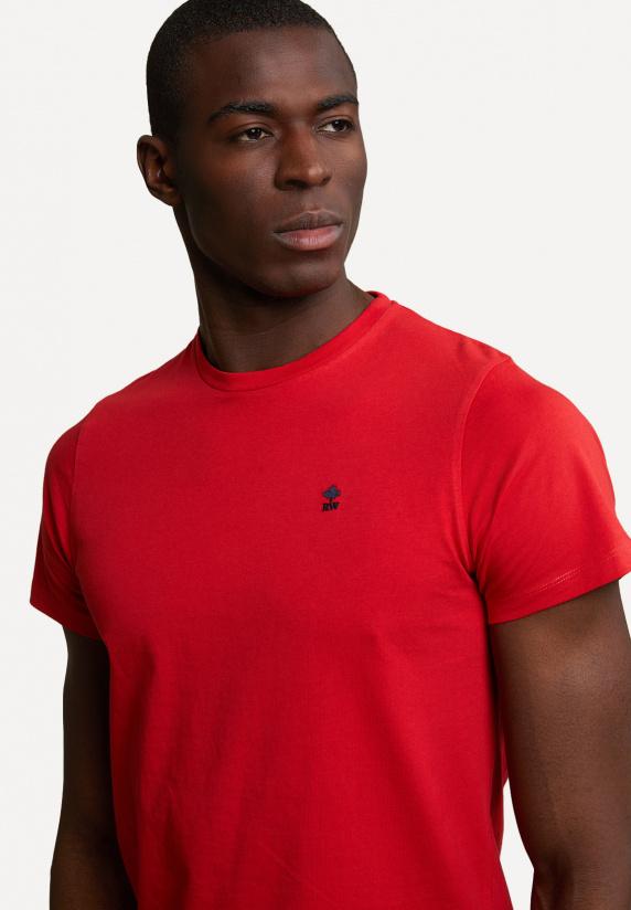 River Woods Custom Fit Basic Pima Katoen T-shirt Ronde Hals Harvard Red
