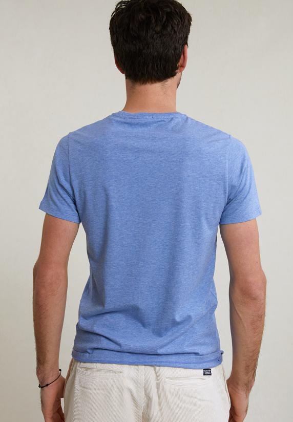 River Woods Custom Fit Basic Pima Katoen T-shirt Ronde Hals Lt Hamptons Blue Mix