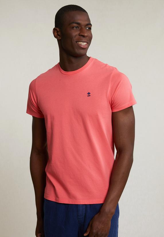 river woods Custom fit basic pima katoen T-shirt ronde hals lt sunset