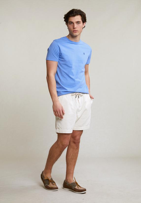 River Woods Custom Fit Basic Pima Katoen T-shirt Ronde Hals Lt Caribbean Blue