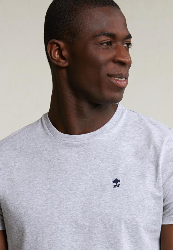 River Woods Custom Fit Basic Pima Katoen T-shirt Ronde Hals Oyster Mix