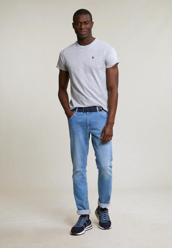 River Woods Custom Fit Basic Pima Katoen T-shirt Ronde Hals Oyster Mix