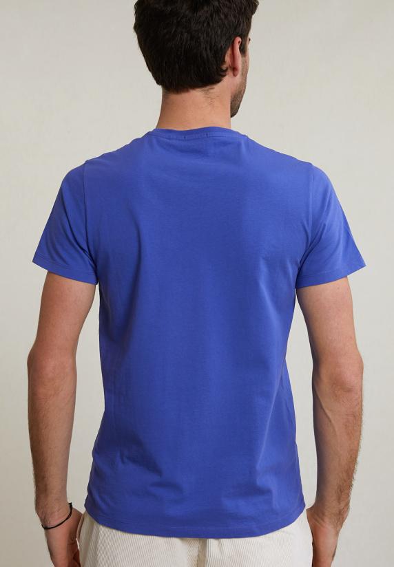 River Woods Custom Fit Basic Pima Katoen T-shirt Ronde Hals Reef Blue