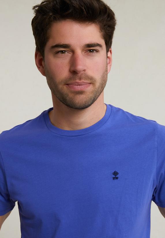 River Woods Custom Fit Basic Pima Katoen T-shirt Ronde Hals Reef Blue