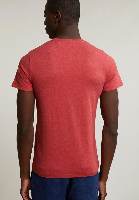 River Woods Custom Fit Basic Pima Katoen T-shirt Ronde Hals Scarlet Mix