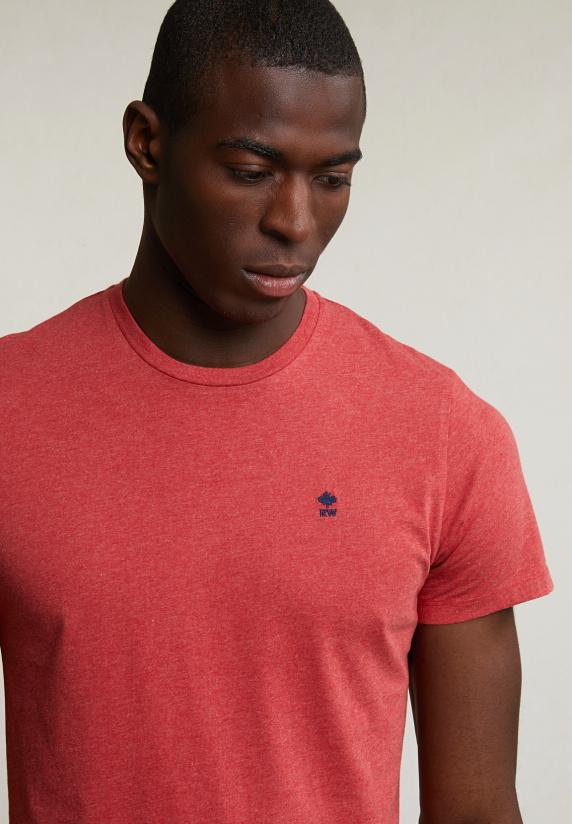 River Woods Custom Fit Basic Pima Katoen T-shirt Ronde Hals Scarlet Mix