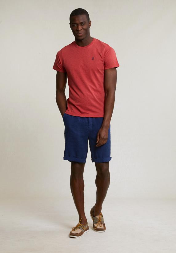 River Woods Custom Fit Basic Pima Katoen T-shirt Ronde Hals Scarlet Mix