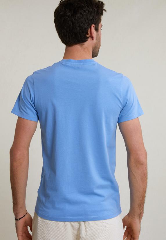 River Woods Custom Fit Basic Pima Katoen T-shirt Ronde Hals Sky