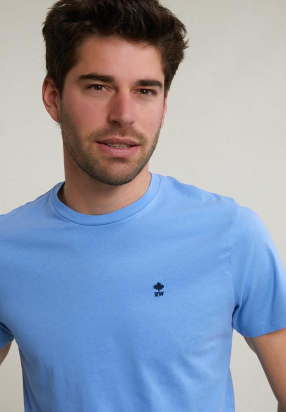 River Woods Custom Fit Basic Pima Katoen T-shirt Ronde Hals Sky