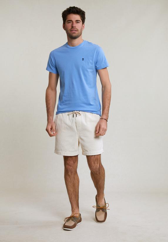 River Woods Custom Fit Basic Pima Katoen T-shirt Ronde Hals Sky