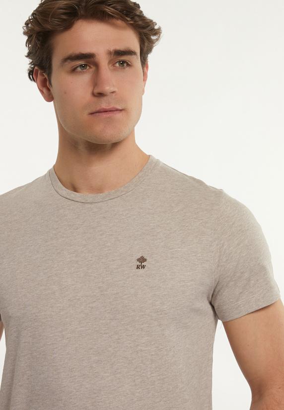 River Woods Custom Fit Basic Pima Katoen T-shirt Sand Mix