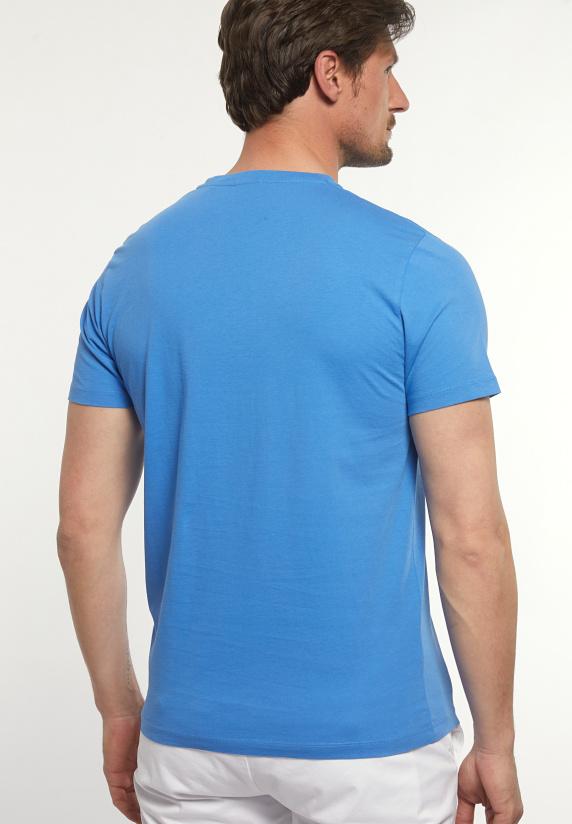 River Woods Custom Fit Basic Pima Katoen T-shirt Soft Azure