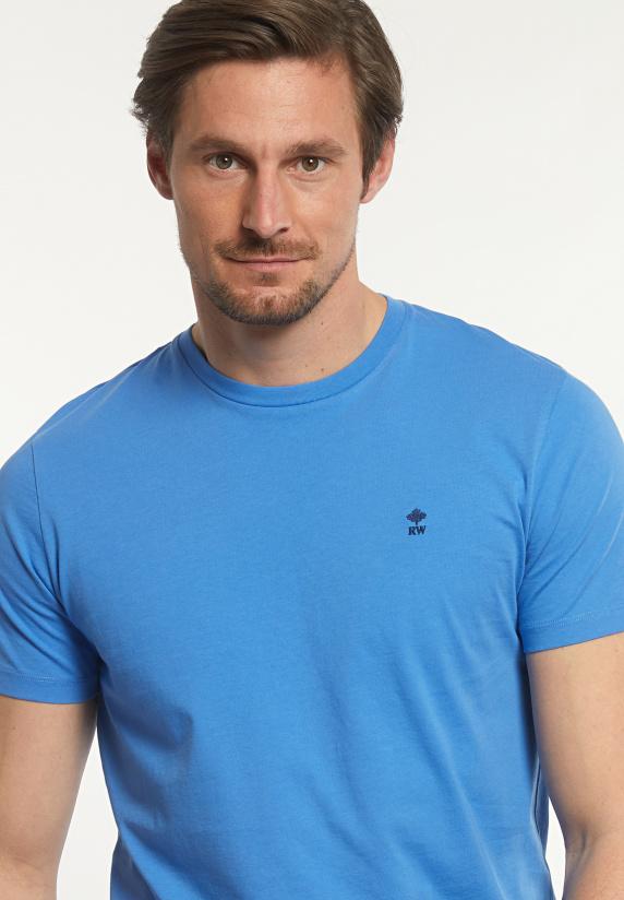River Woods Custom Fit Basic Pima Katoen T-shirt Soft Azure