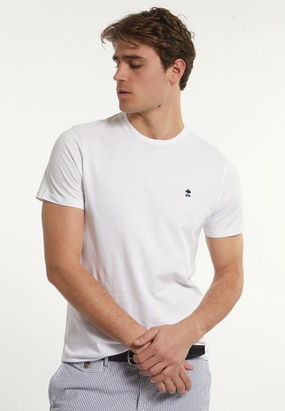 river woods Custom fit basic pima katoen T-shirt wit