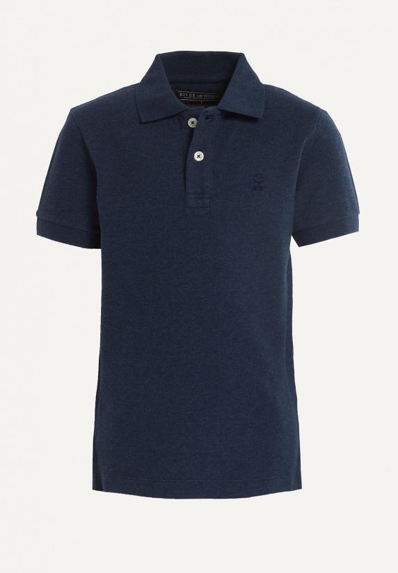 river woods Custom fit basic stretch polo night denim mix