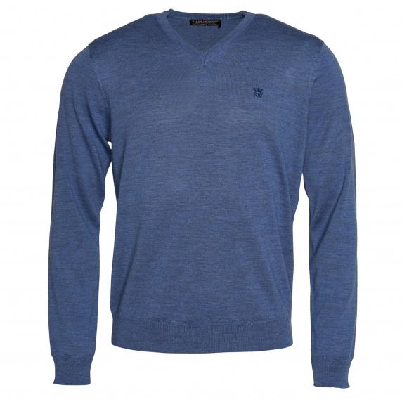 river woods Custom fit basic trui met V-hals in blauw