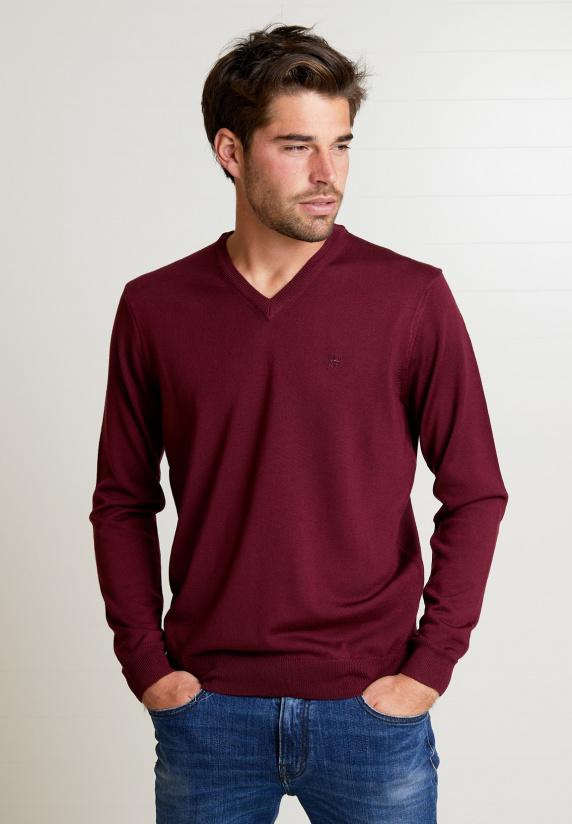 river woods Custom fit basic trui met V-hals in rood