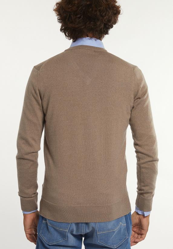 River Woods Custom Fit Basic V-hals Merinotrui Earth Mix