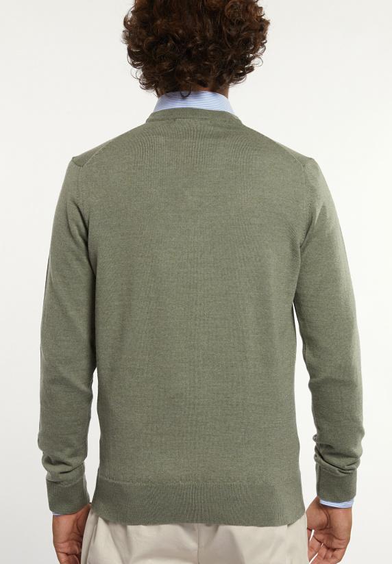 River Woods Custom Fit Basic V-hals Merinotrui Jade Mix