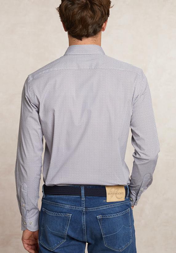 River Woods Custom Fit Comfort Stretch Fantasiehemd Bruin/wit