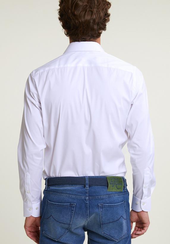 River Woods Custom Fit Effen Hemd Performance Stretch Wit